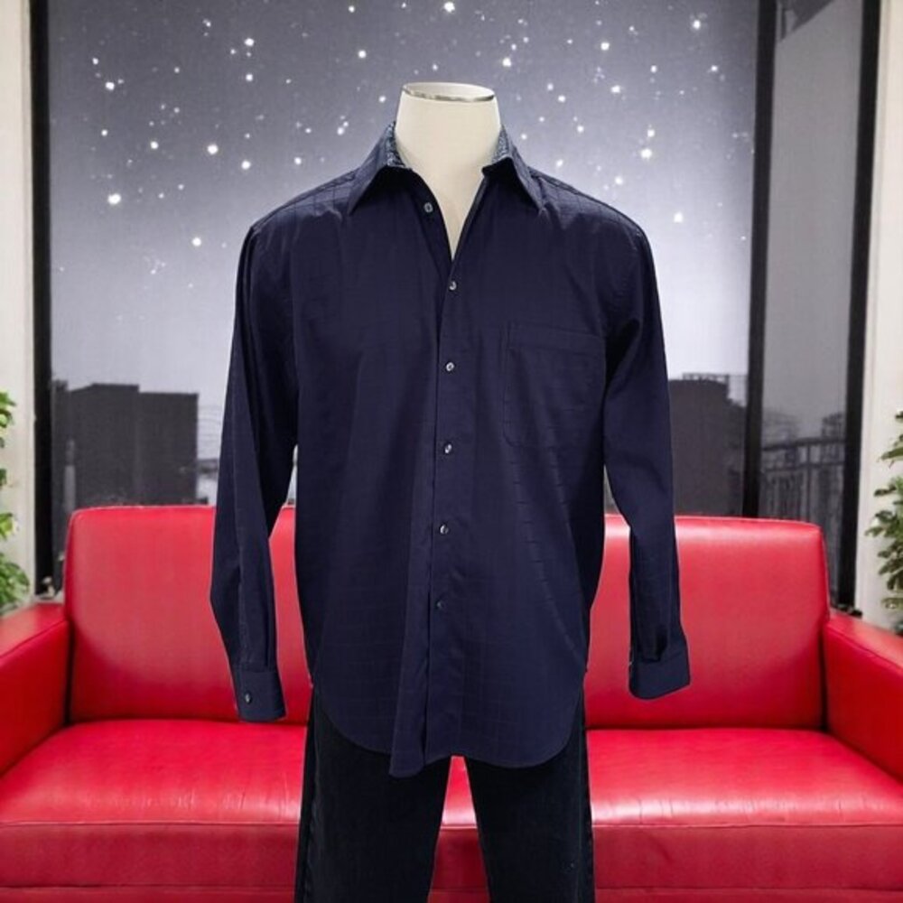 Crazy Horse By Claiborne Mens Dress Shirt Purple Sateen Classic Fit‎ Size 16.5